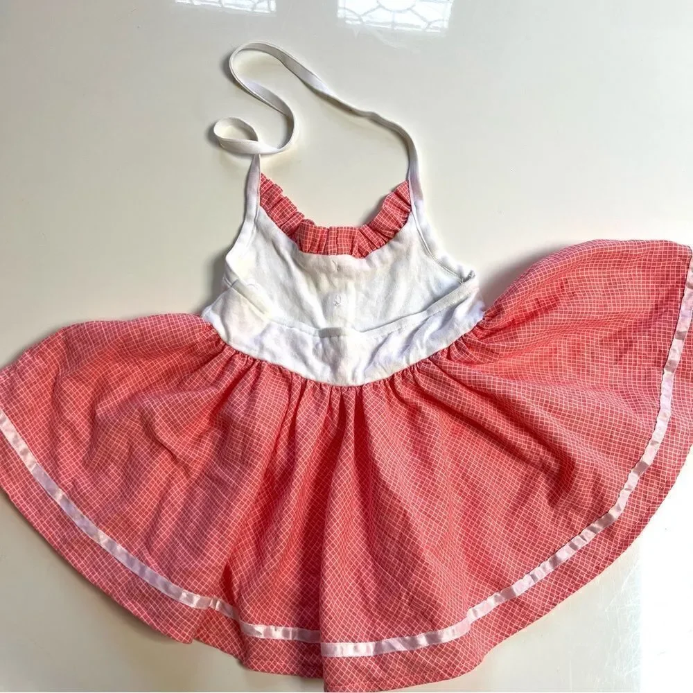 Vintage 60s 70s One of a Kind Handmade Country Plaid Halter Circle Skirt Dress